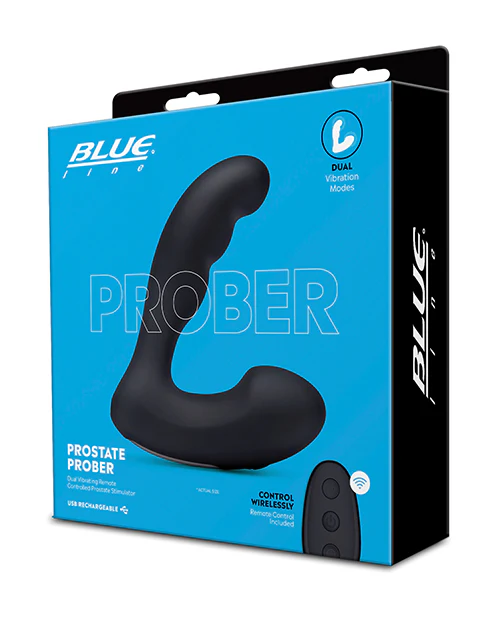 Blue Line Vibrating Prostate Prober w/Remote - Black - Image 3
