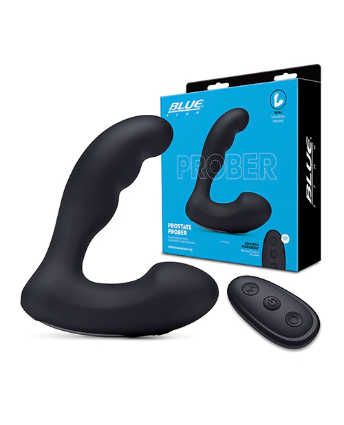 Blue Line Vibrating Prostate Prober w/Remote - Black - Image 4