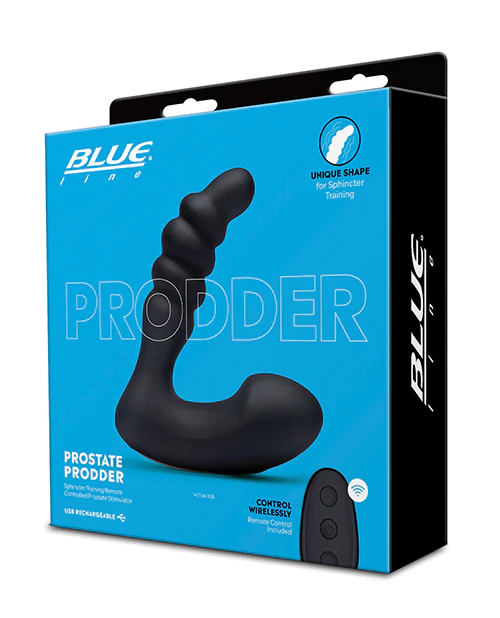 Blue Line Vibrating Prostate Prodder w/Remote - Black - Image 3