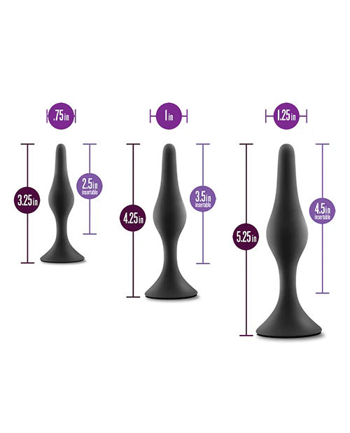 Blush Anal Adventures Platinum Silicone Beginner Plug Kit - Black - Image 6