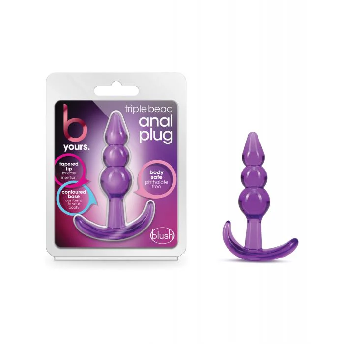 Blush B Yours Triple Bead Anal Plug - Purple - Image 3
