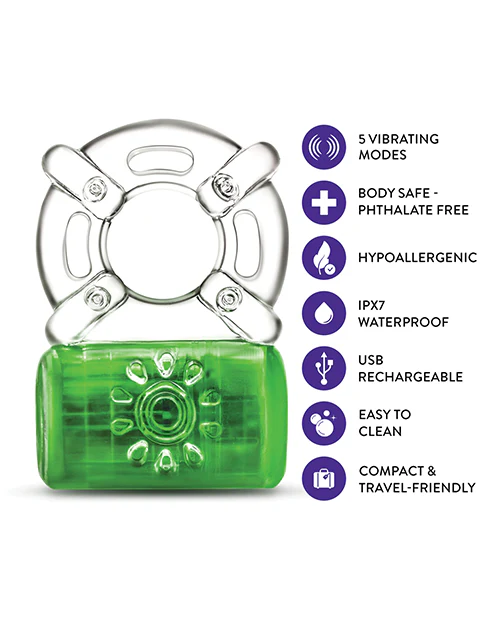 Blush Play With Me - Pleaser Rechargeable C-Ring - Neon Green - Image 4