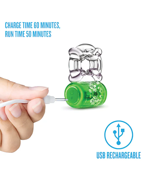 Blush Play With Me - Pleaser Rechargeable C-Ring - Neon Green - Image 5