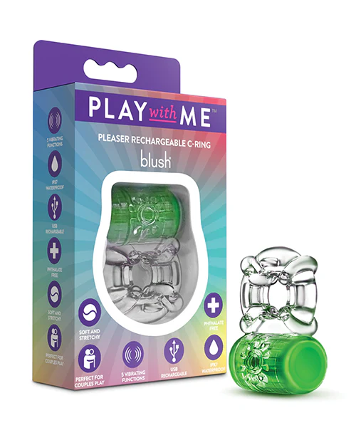 Blush Play With Me - Pleaser Rechargeable C-Ring - Neon Green - Image 7