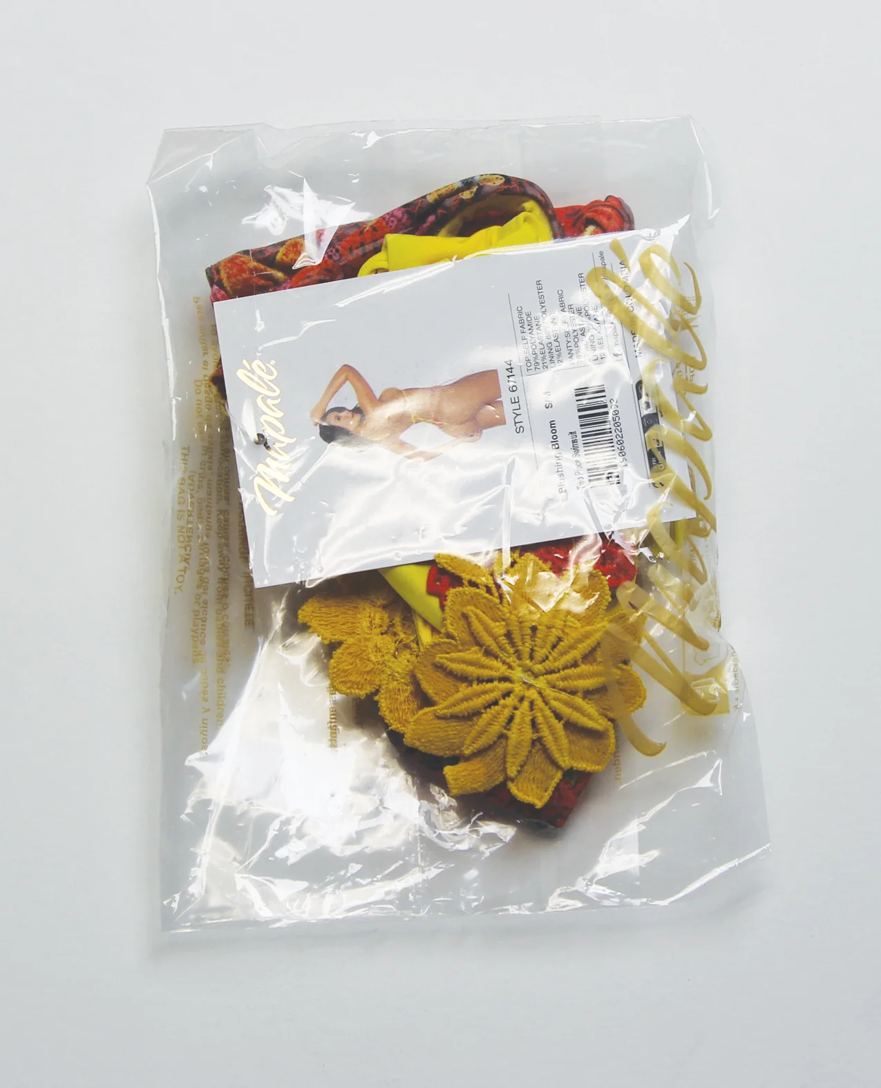 Blushing Bloom Triangle Top w/Side Tie Thong 2 pc Set - Multi-Color S/M - Image 4