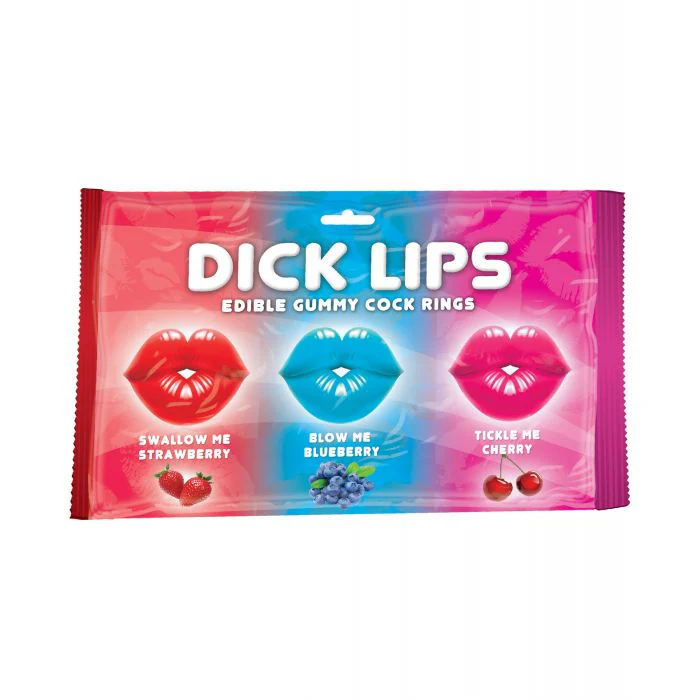Dicklips Edible Gummy Cock Rings - Asst. Flavors Pack of 3 - Image 3