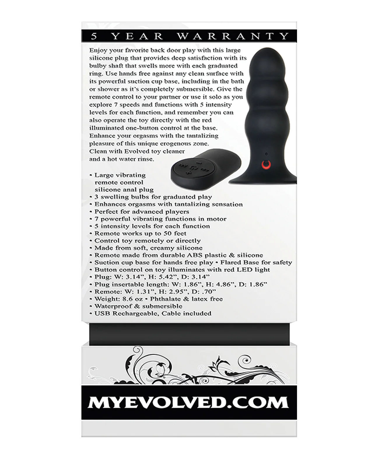 Evolved Kong Rechargeable Anal Plug - Black - Image 5