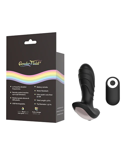 Gender Fluid Buzz Anal Vibe w/Remote - Black - Image 3