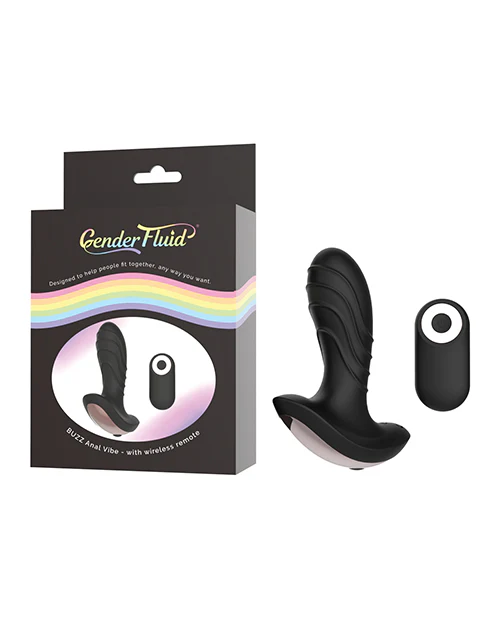 Gender Fluid Buzz Anal Vibe w/Remote - Black - Image 5