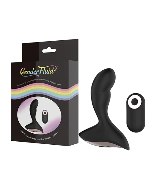 Gender Fluid Rumble Anal Vibe w/Remote - Black - Image 6