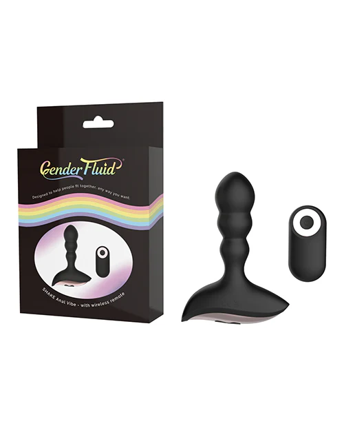 Gender Fluid Shake Anal Vibe w/Remote - Black - Image 3