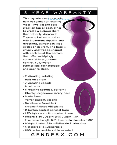 Gender X Ball Game Purple Vibrating Rotating Toy Deluxe - Image 3