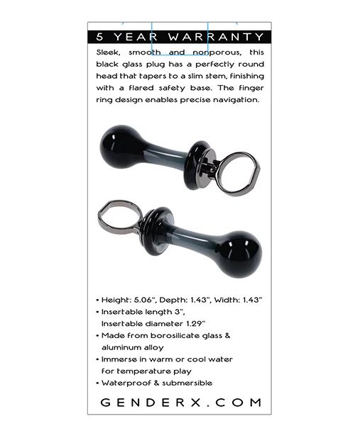 Gender X Blow Pop Glass Anal Plug Black Sleek Nonporous - Image 6