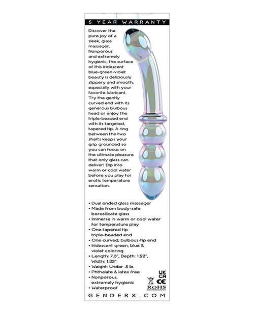 Gender X Lustrous Galaxy Wand Glass Massager Green - Image 3