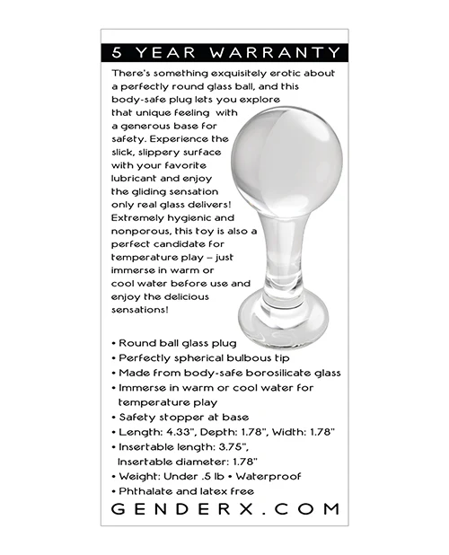 Gender X The Baller Glass Anal Plug Clear Safety Base - Image 6