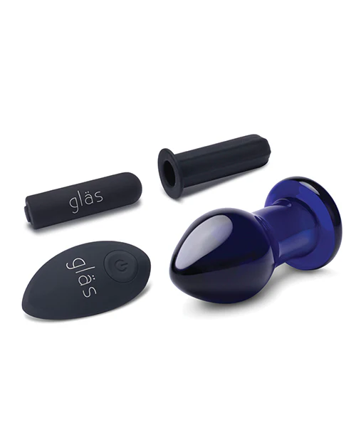 Glas 3.5" Rechargeable Vibrating Butt Plug - Blue - Image 4