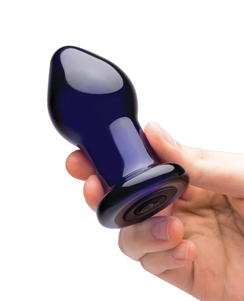 Glas 3.5" Rechargeable Vibrating Butt Plug - Blue - Image 5