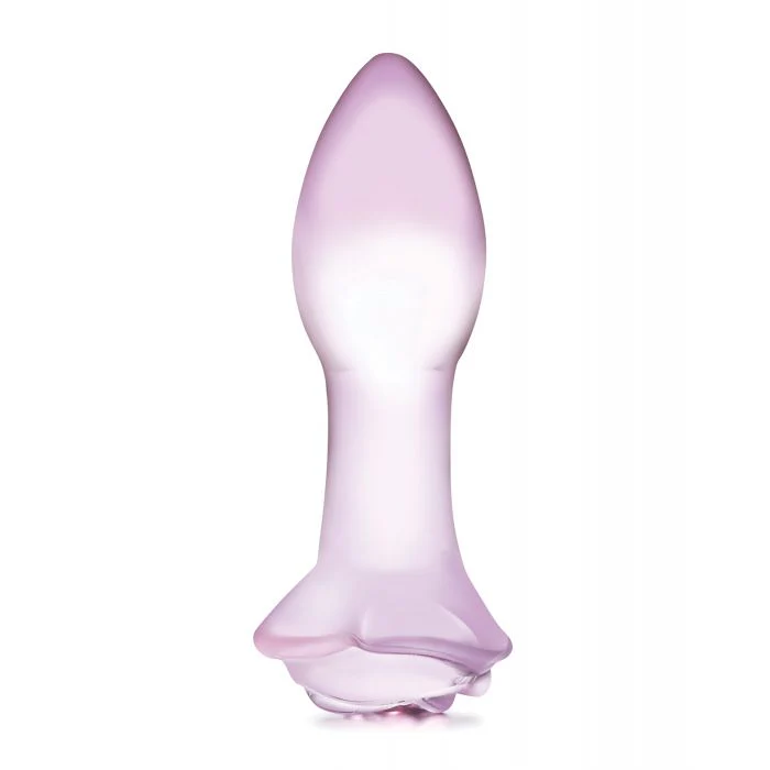 Glas 5" Rosebud Glass Butt Plug - Pink - Image 3