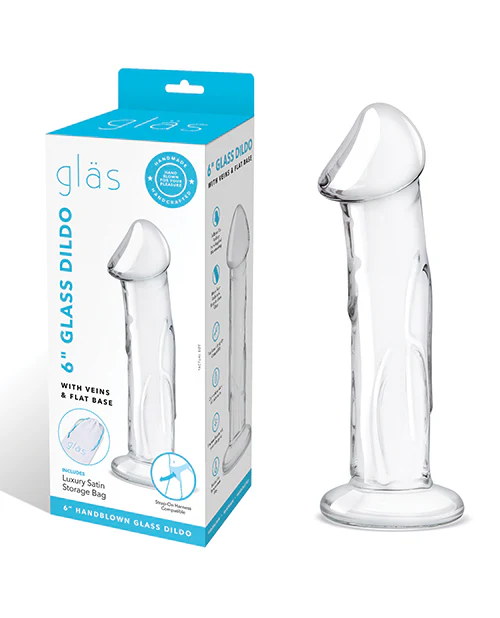 Glas 6" Dildo w/Veins & Flat Base - Image 3
