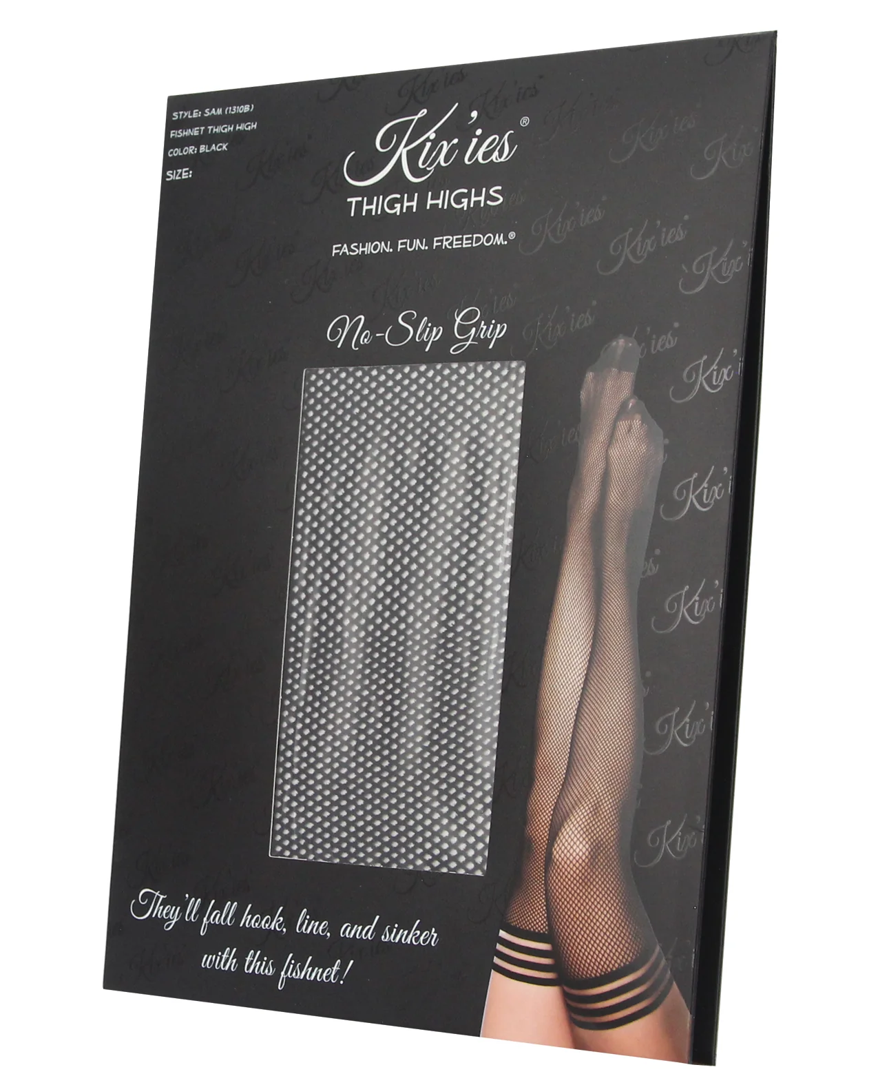 Kixies Sam Fishnet Thigh High Black A Non Slip Grip Size A - Image 3
