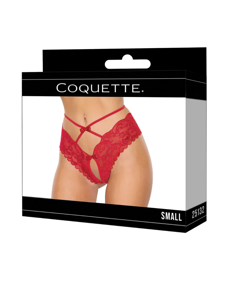 Lace Hipster Panty w/Bow Detail - Red XL - Image 4