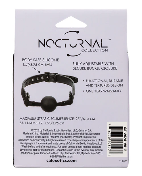 Nocturnal Collection Silicone Ball Gag - Black - Image 6