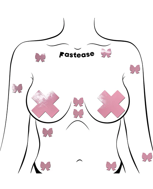 Pastease Mini Faux Leather Bows Baby Pink Pack of 8 - Image 4