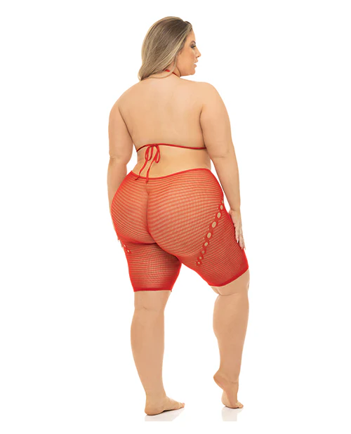 Pink Lipstick Fill Me In Bodystocking Red QN - Image 3