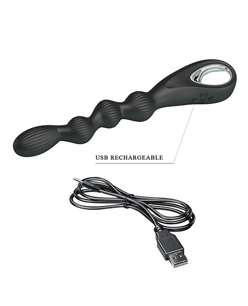 Pretty Love Federer Vibrating Beaded Anal Probe - Black - Image 4