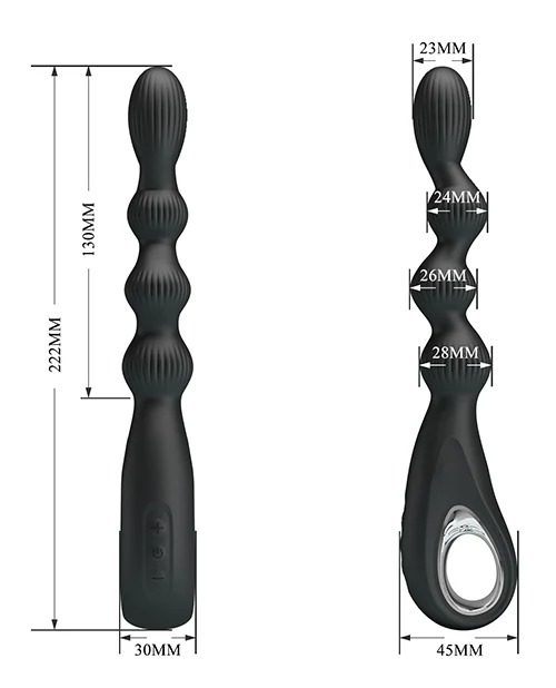 Pretty Love Federer Vibrating Beaded Anal Probe - Black - Image 7