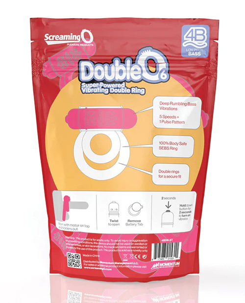 Screaming O 4B Double O 6 Strawberry Vibrating Ring 5 Speeds - Image 5