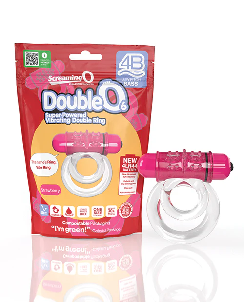Screaming O 4B Double O 6 Strawberry Vibrating Ring 5 Speeds - Image 6