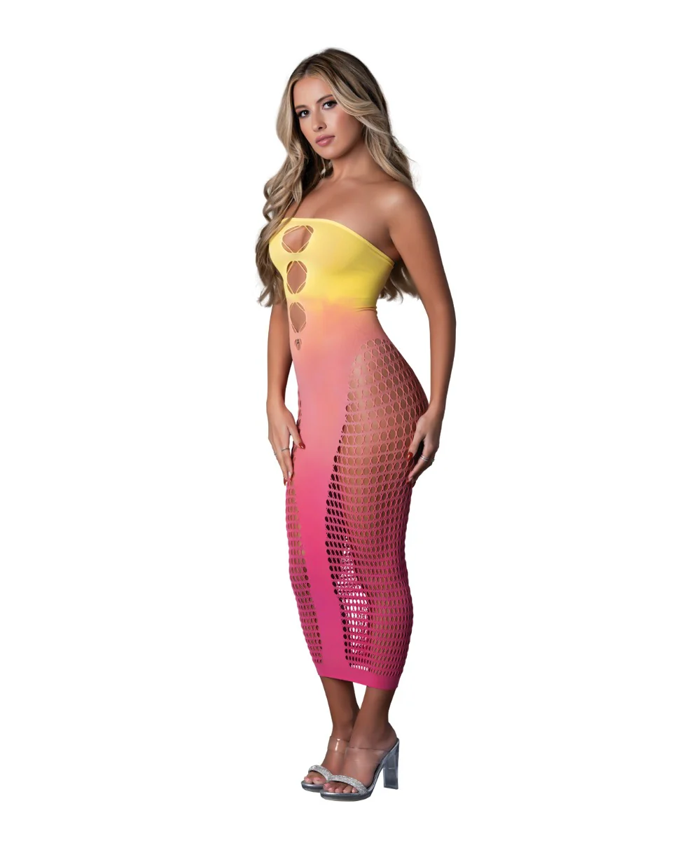 Seamless Sleeveless Gown Sunset Ombre OS Figure Hugging - Image 4