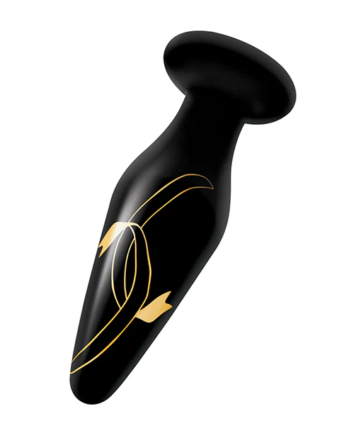 Secret Kisses 4.5" Handblown Glass Plug - Black/Gold - Image 5