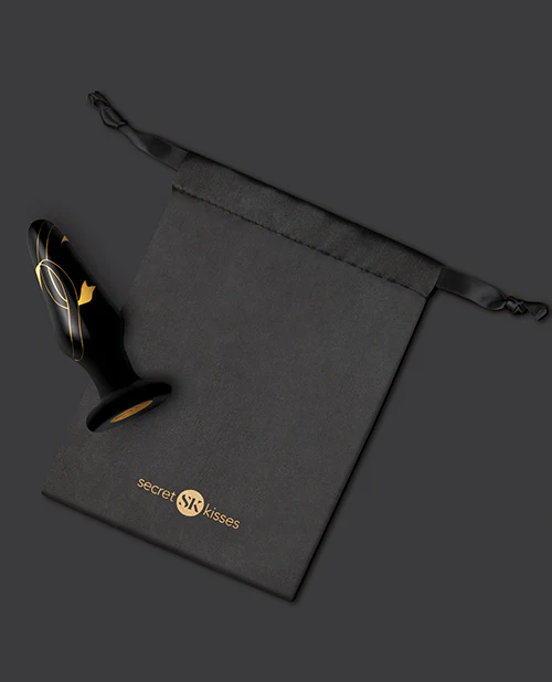 Secret Kisses 4" Handblown Glass Plug - Black/Gold - Image 4