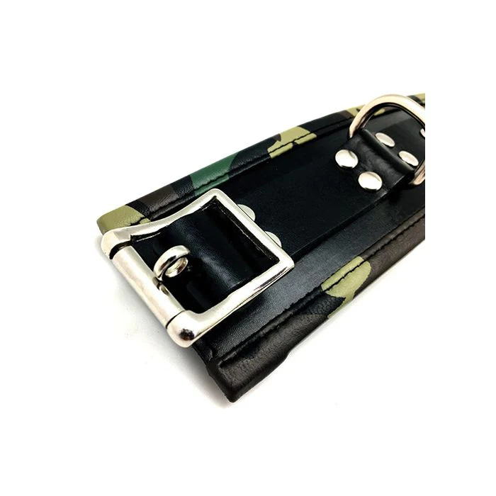 Sensual Sin Leather Padded Ankle Cuffs - Camo Piping - Image 3