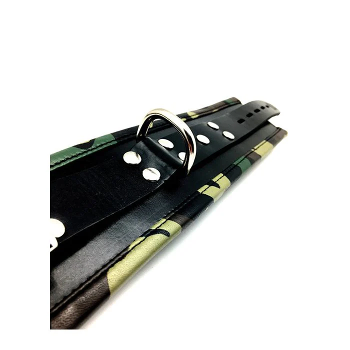 Sensual Sin Leather Padded Ankle Cuffs - Camo Piping - Image 5