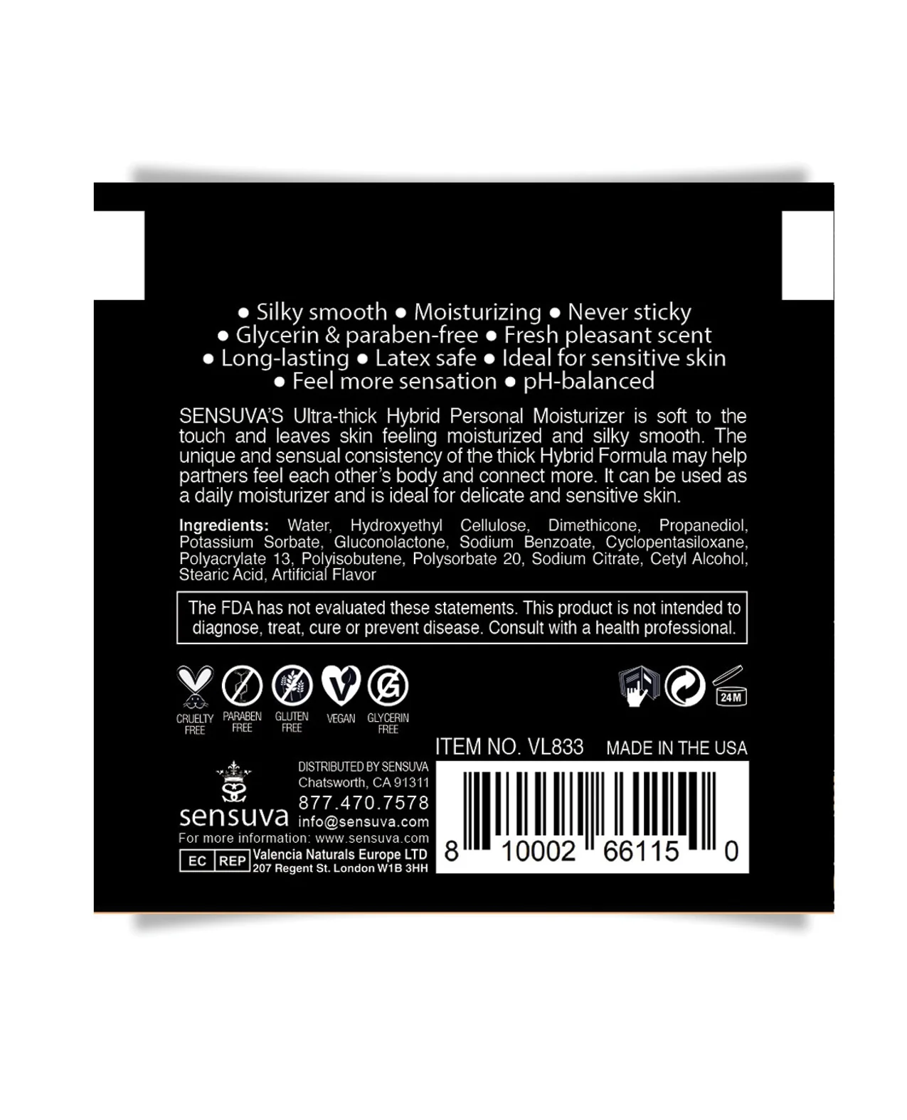 Sensuva Ultra Thick Hybrid Personal Moisturizer Single Use Packet - 6 ml Blueberry Muffin - Image 3