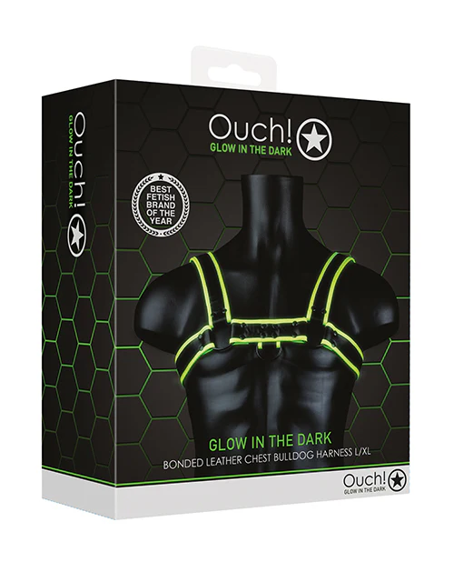 Shots Ouch Chest Bulldog Harness - Glow in the Dark L/XL - Image 3