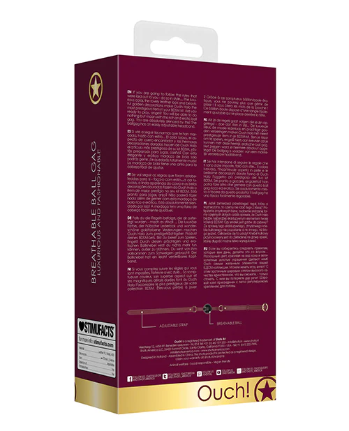 Shots Ouch Halo Breathable Ball Gag - Burgundy - Image 3