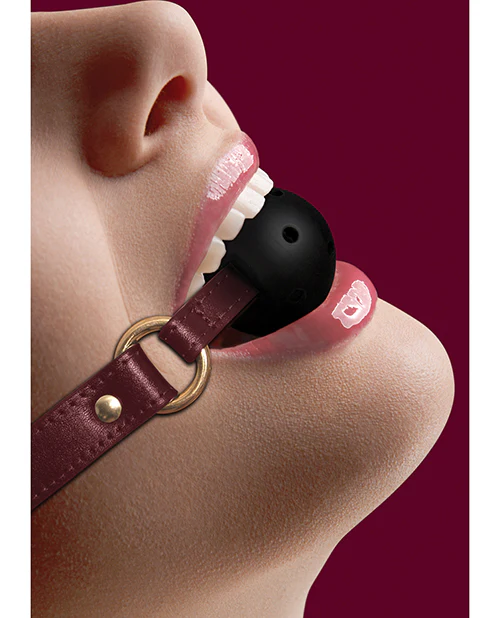 Shots Ouch Halo Breathable Ball Gag - Burgundy - Image 5