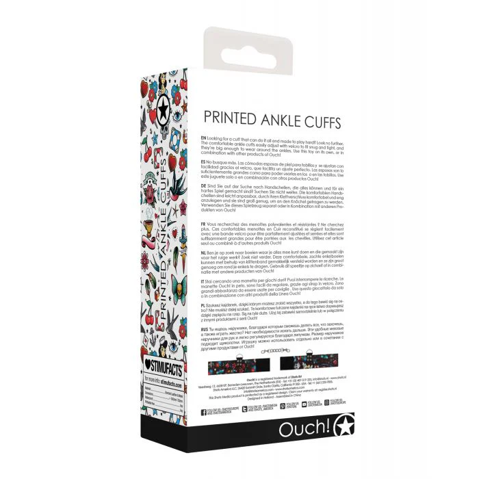 Shots Ouch Old School Tattoo Style Printed Ankle Cuffs- Black - Image 6