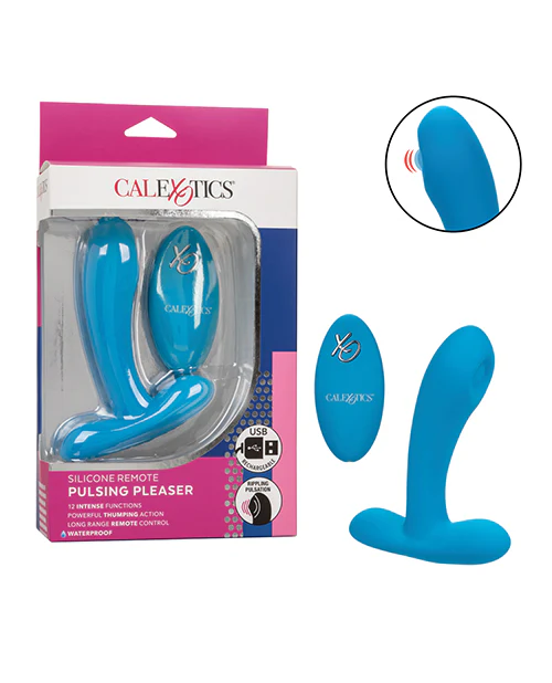 Silicone Pulsing Pleaser w/Remote - Blue - Image 5
