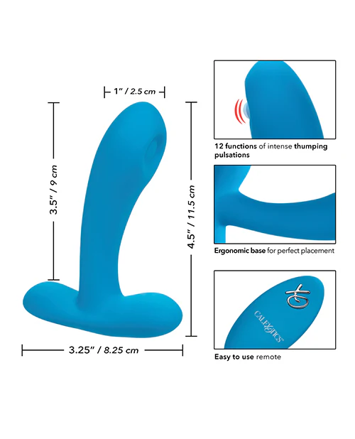 Silicone Pulsing Pleaser w/Remote - Blue - Image 6