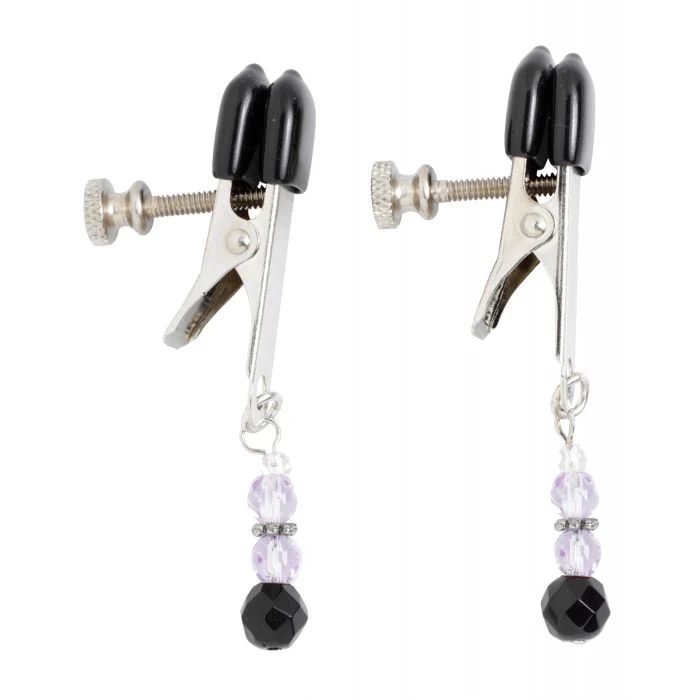 Spartacus Adjustable Broad Tip Nipple Clamps w/Purple Beads - Image 3