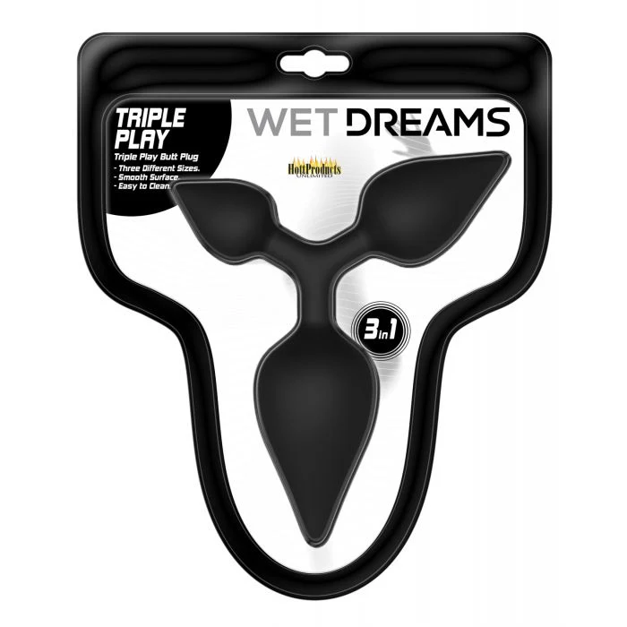 Wet Dreams Triple Play Anal Plug - Black - Image 4